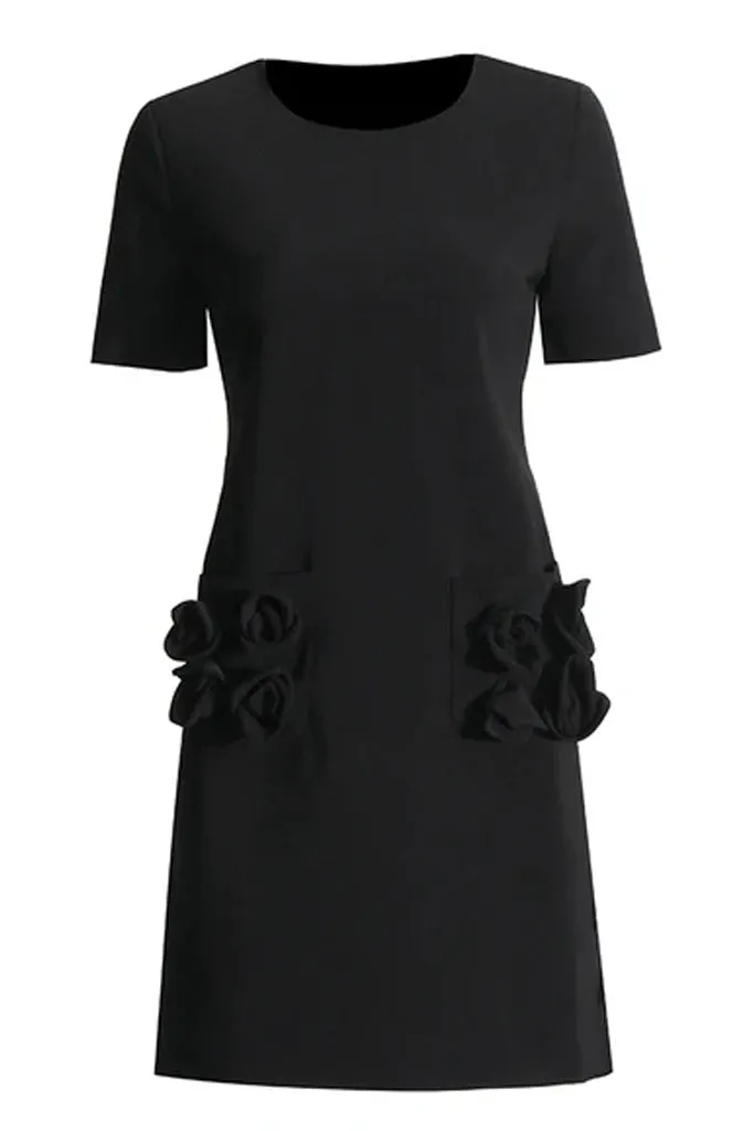 Ondine Black Floral Mini Dress