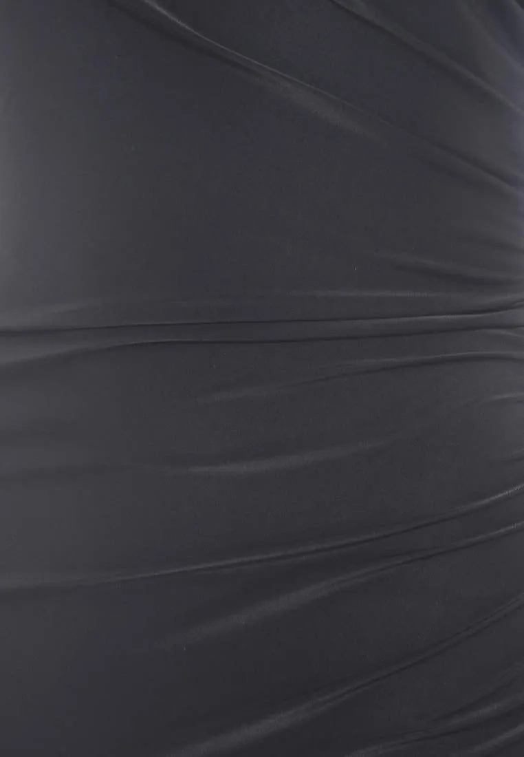 One Shoulder Leg Split  Slinky Maxi Dress