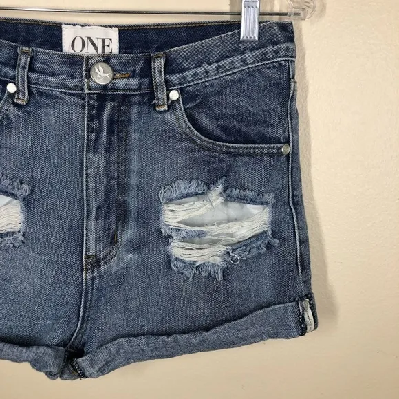 One Teaspoon for Free People Outlaws High Rise Denim Jean Shorts Distressed