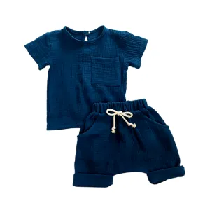 Organic Cotton Baby Set - Short and Top - Green Olive