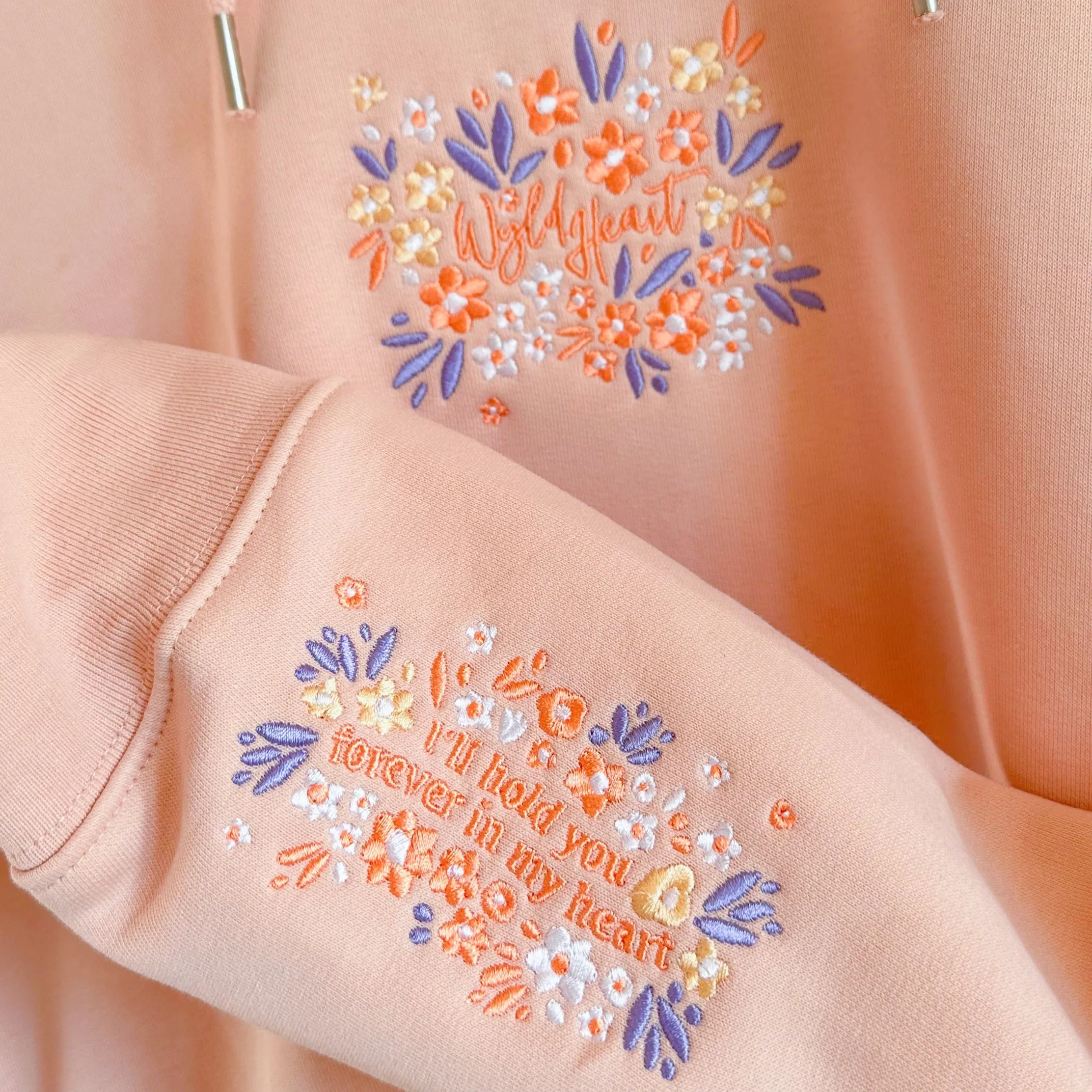 Organic Embroidered Wyld Heart Hoodie: Buttercup