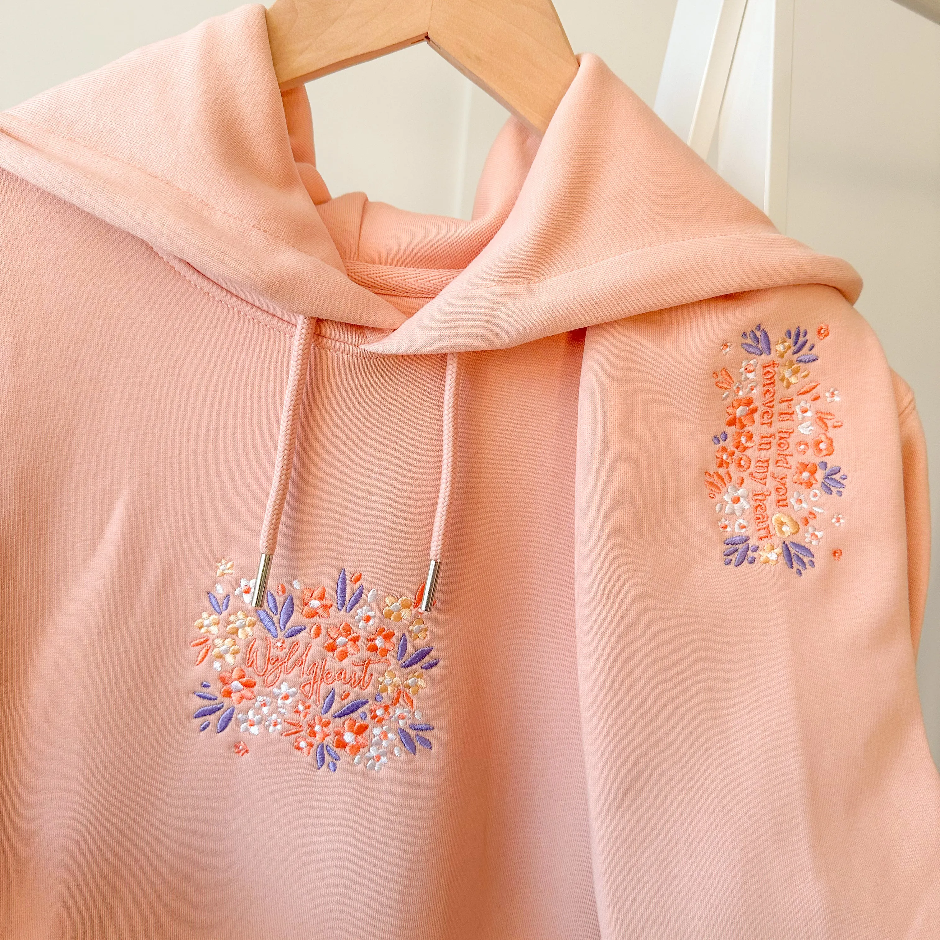 Organic Embroidered Wyld Heart Hoodie: Buttercup
