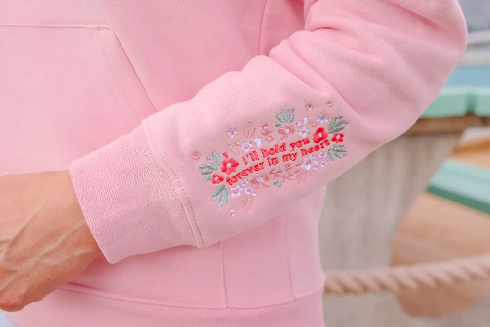 Organic Embroidered Wyld Heart Hoodie: Rosé