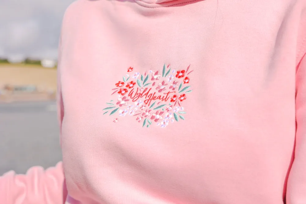 Organic Embroidered Wyld Heart Hoodie: Rosé