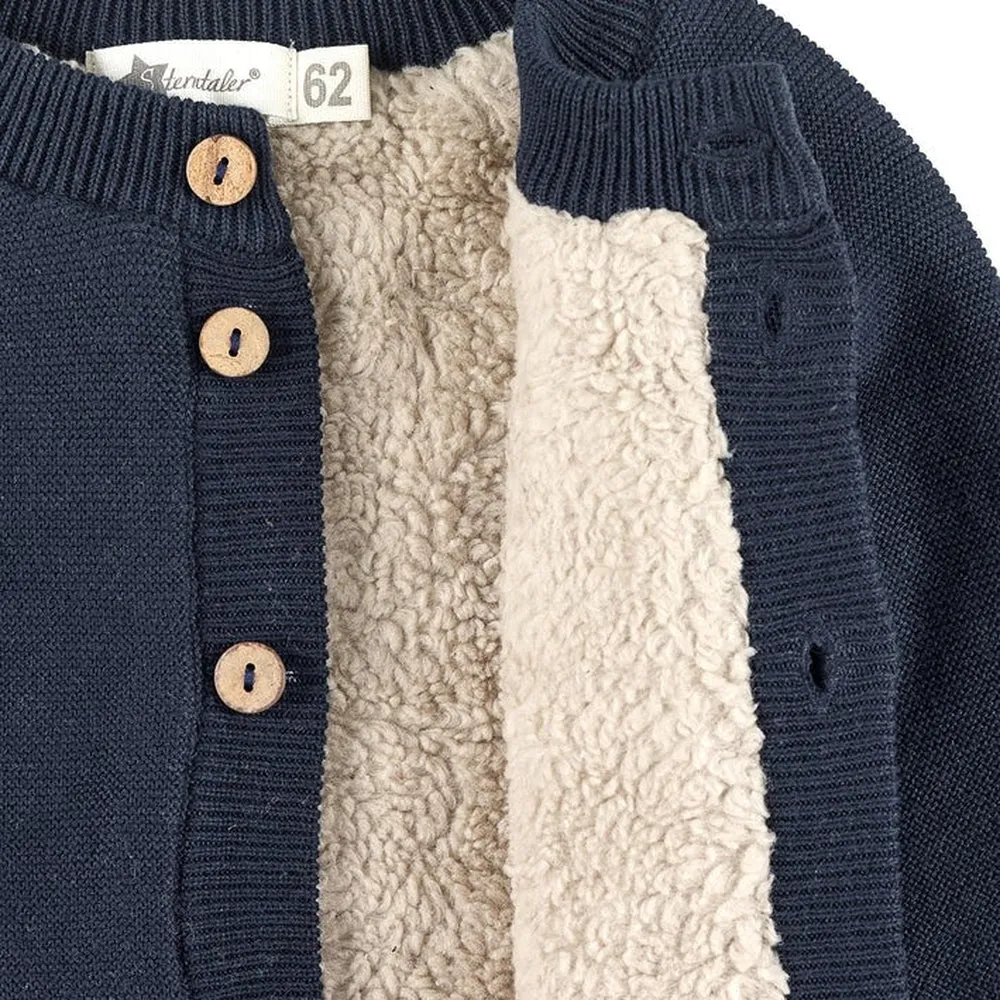 Organic Knitted Lined Jacket - Navy