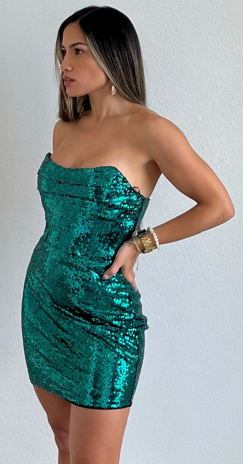 Out for the Evening Corset Sequins Bodycon Dress