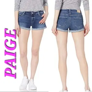 PAIGE Jimmy Transcend Vintage Raw Cuff distressed/rip Mid Rise Shorts