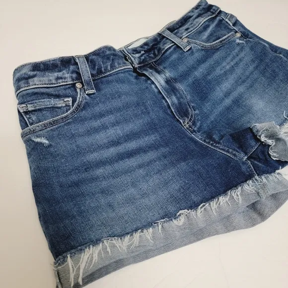 PAIGE Jimmy Transcend Vintage Raw Cuff distressed/rip Mid Rise Shorts