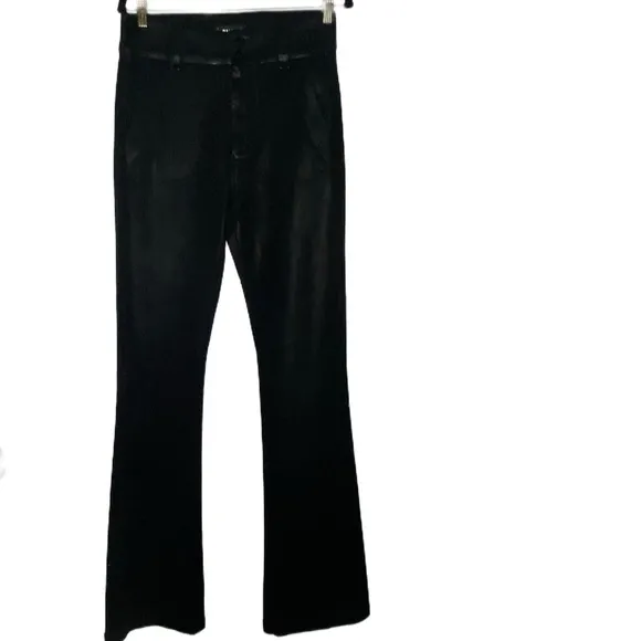 PAIGE LEENAH High Rise Wide Leg Transced Black Fog Luxe Coating JEANS NEW
