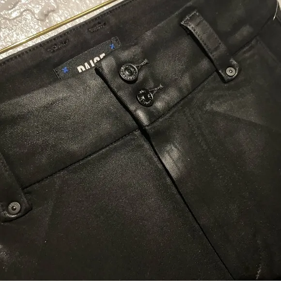 PAIGE LEENAH High Rise Wide Leg Transced Black Fog Luxe Coating JEANS NEW