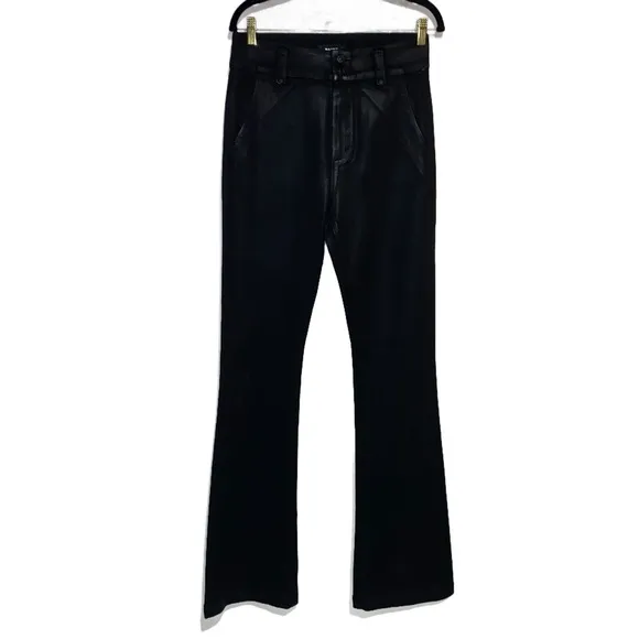 PAIGE LEENAH High Rise Wide Leg Transced Black Fog Luxe Coating JEANS NEW