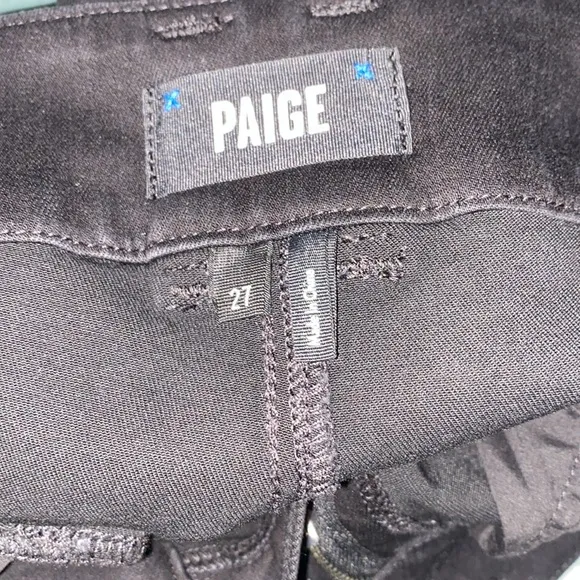 PAIGE LEENAH High Rise Wide Leg Transced Black Fog Luxe Coating JEANS NEW