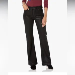 PAIGE LEENAH High Rise Wide Leg Transced Black Fog Luxe Coating JEANS NEW