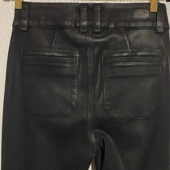 PAIGE LEENAH High Rise Wide Leg Transced Black Fog Luxe Coating JEANS NEW