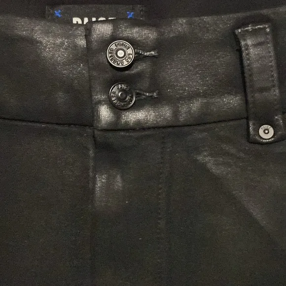 PAIGE LEENAH High Rise Wide Leg Transced Black Fog Luxe Coating JEANS NEW
