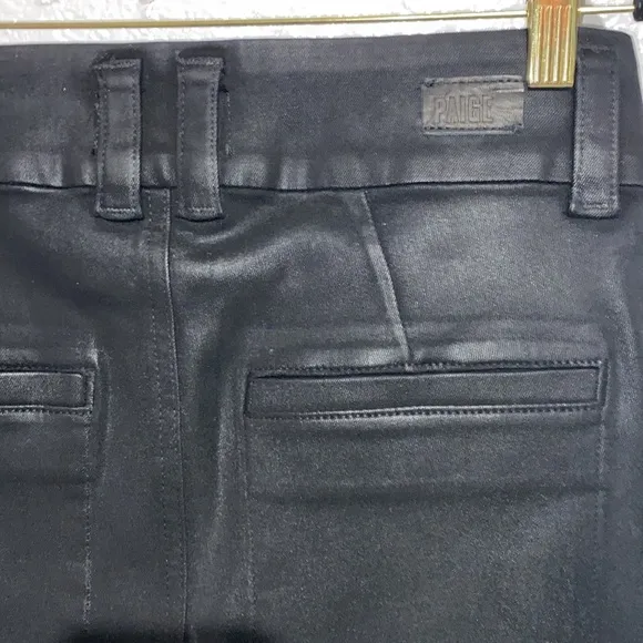 PAIGE LEENAH High Rise Wide Leg Transced Black Fog Luxe Coating JEANS NEW