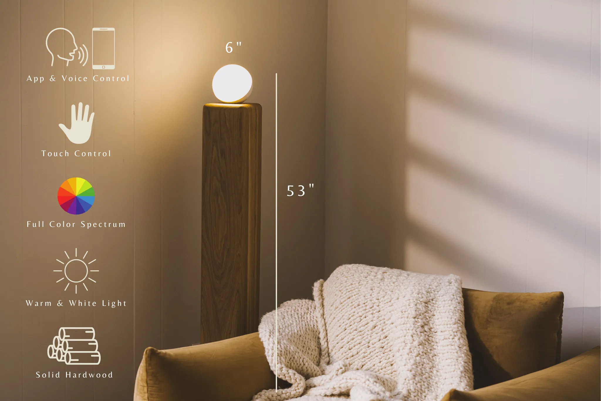 Pan Smart Floor Lamp - Touch, Voice, App Control