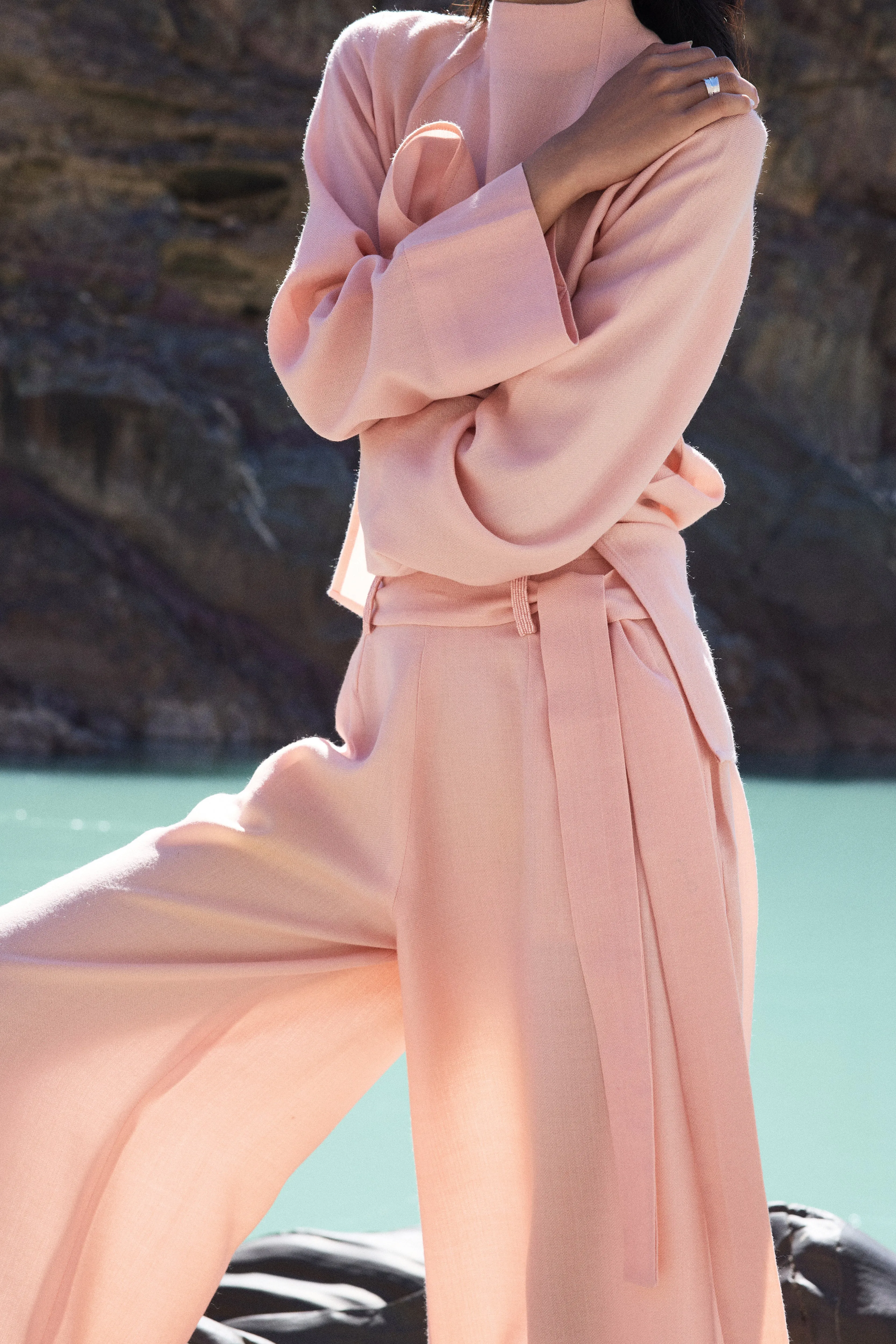Panamik Woollen Top (Dusty Pink) & Oslo Woollen Pants (Dusty Pink)