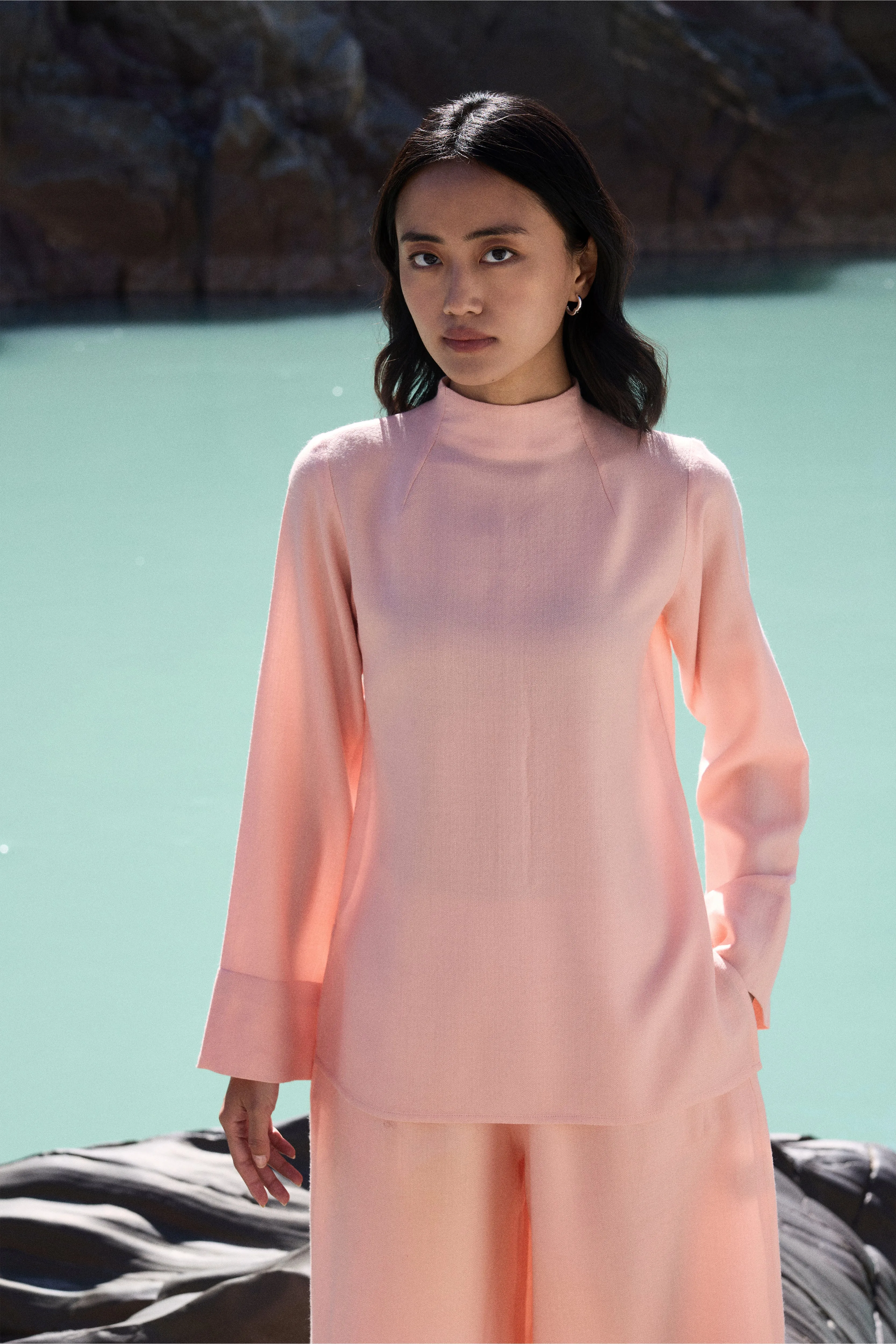 Panamik Woollen Top (Dusty Pink) & Oslo Woollen Pants (Dusty Pink)