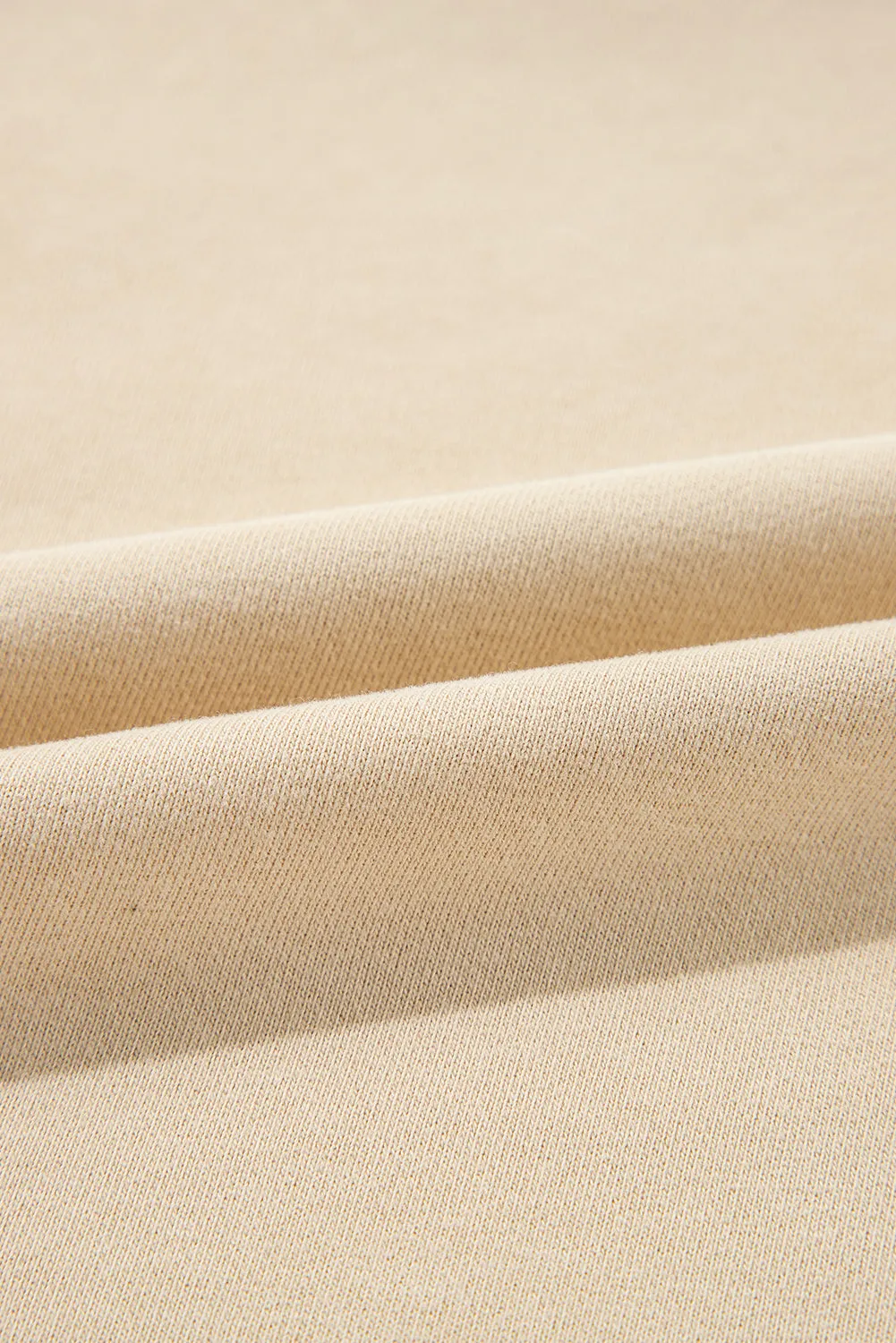 Parchment Solid O Neck High Low Hem Pullover Sweatshirt