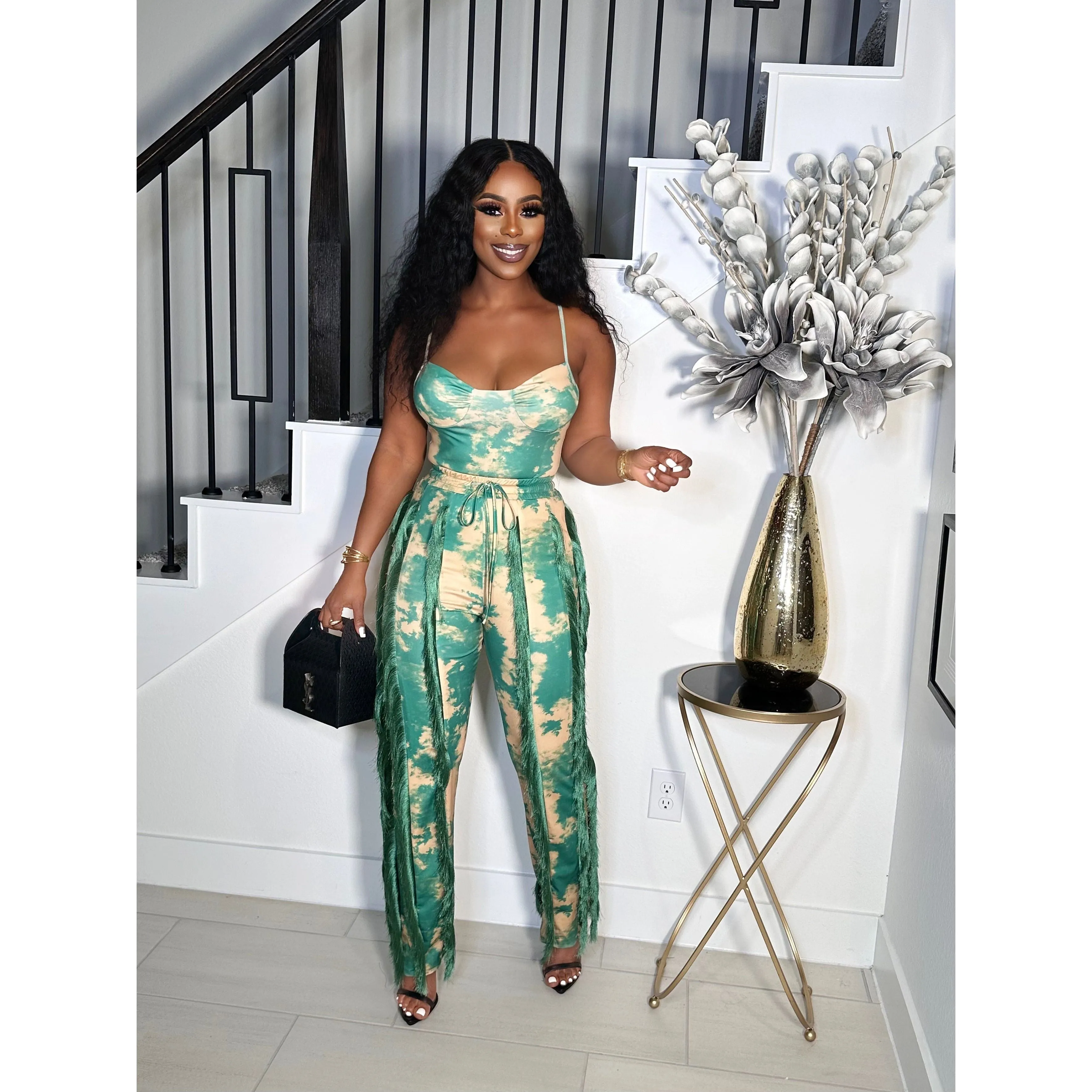 PARTY GIRL FRINGES PANT AND BODY SUIT SET