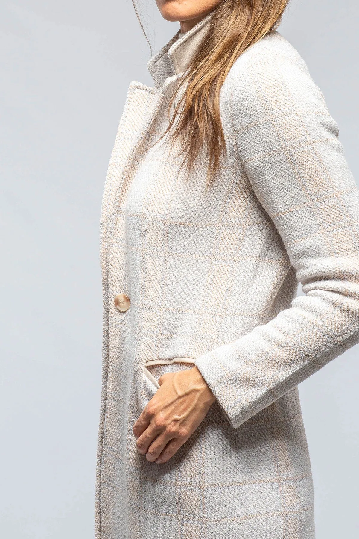 Paseo Long Coat In White/Nougat/Beige/Grey Plaid