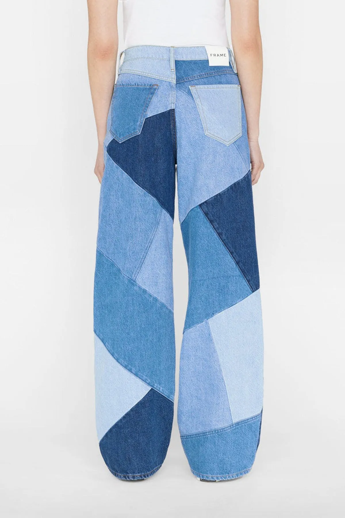 Patchwork Le High 'N' Tight Wide Leg in Blue Compilation