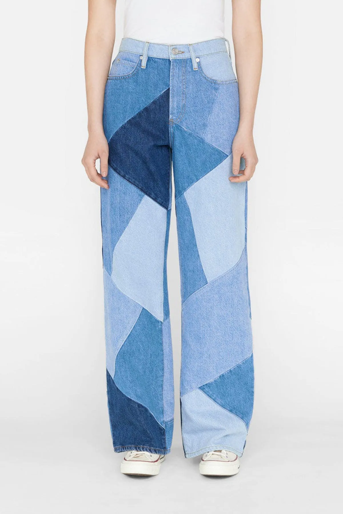 Patchwork Le High 'N' Tight Wide Leg in Blue Compilation