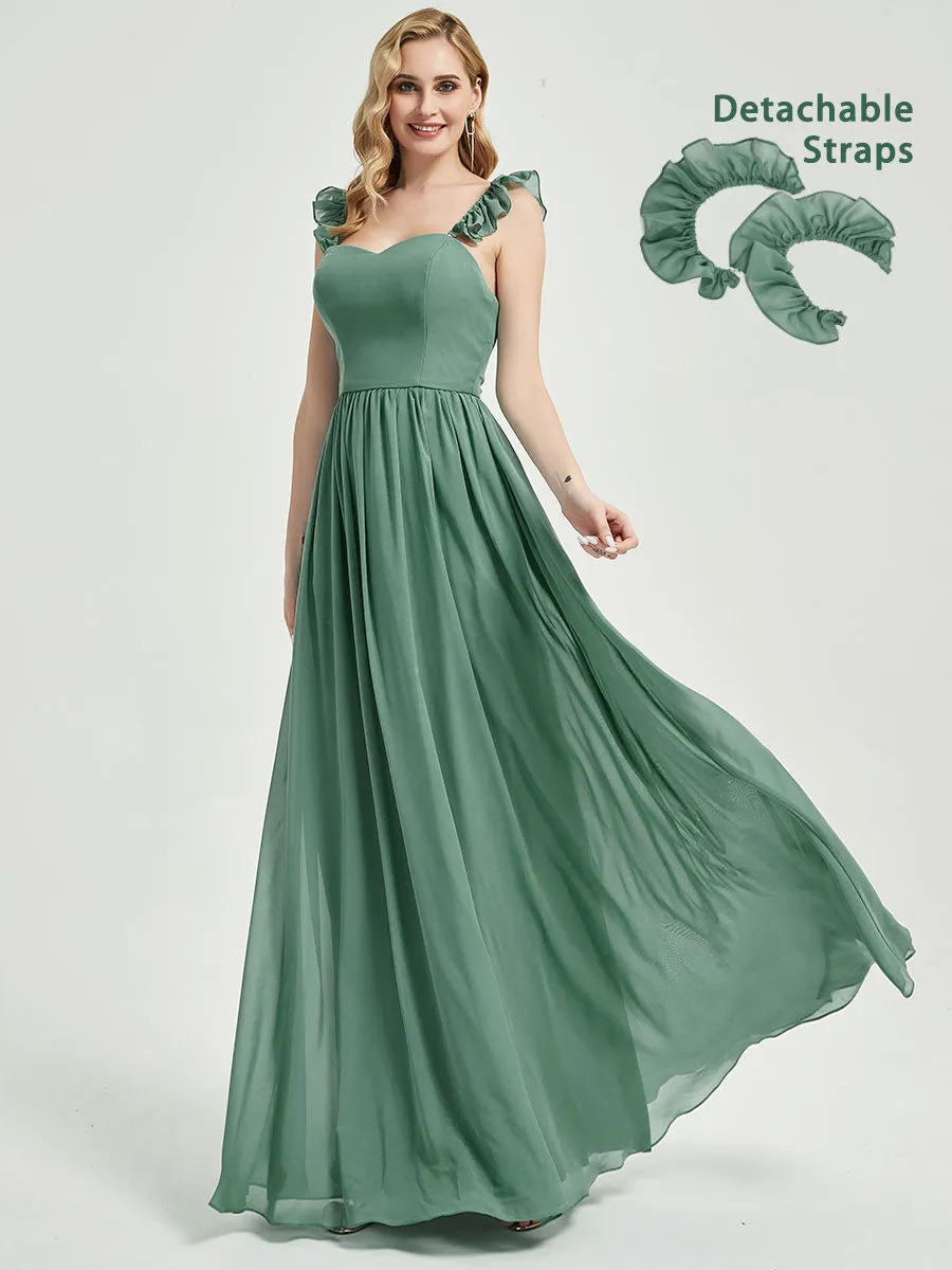 Pearl Pink 3 In 1 Convertible Chiffon Floor Length Bridesmaid Dress