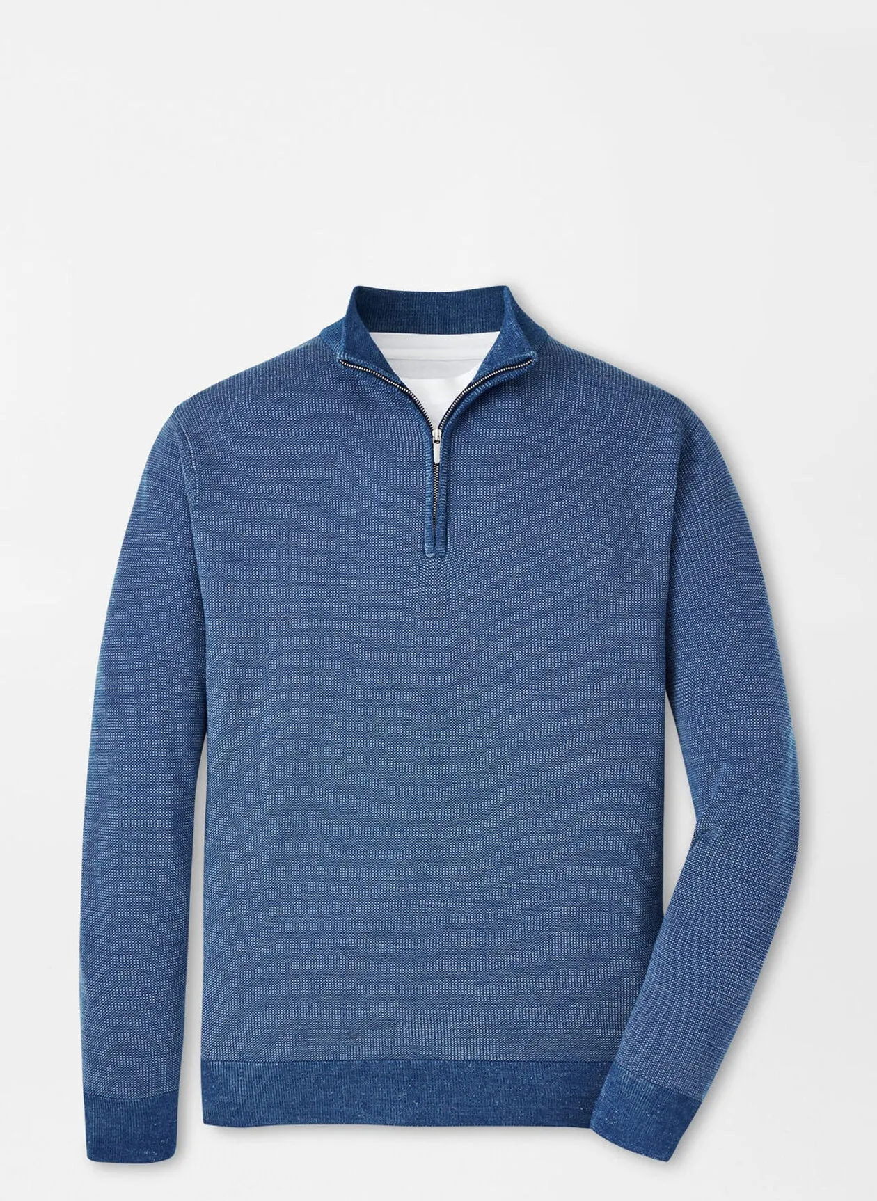 Peter Millar Mens Classic Fit Breaker Birdseye Quarter-Zip - OCEAN BLUE