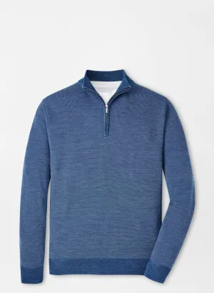 Peter Millar Mens Classic Fit Breaker Birdseye Quarter-Zip - OCEAN BLUE