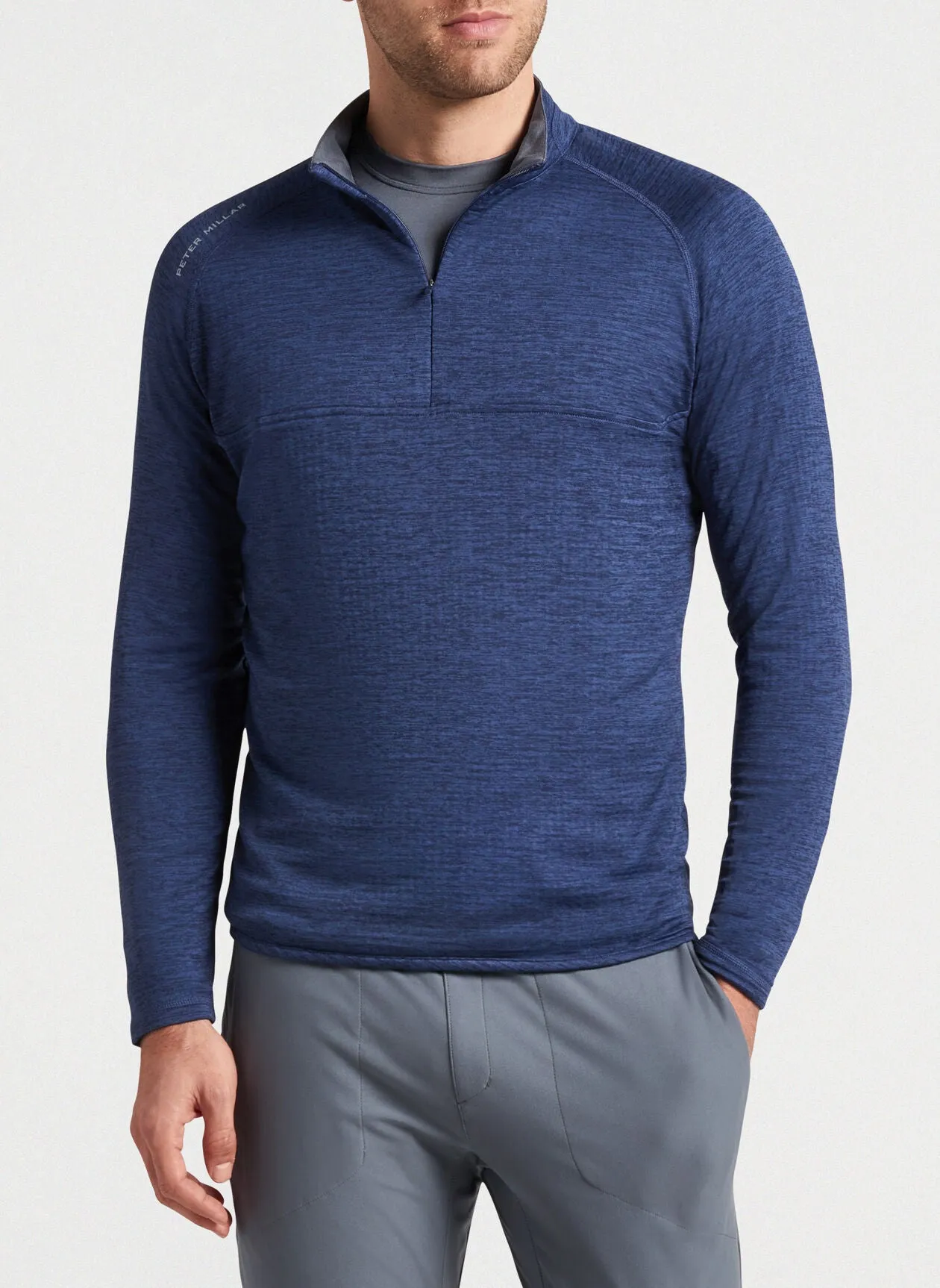 Peter Millar Mens Performance Quarter-Zip - NAVY