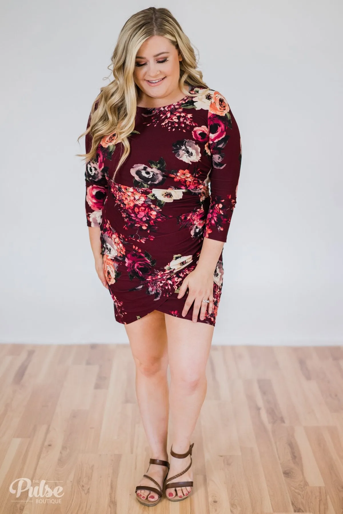 Picture Perfect Moment Dress- Burgundy