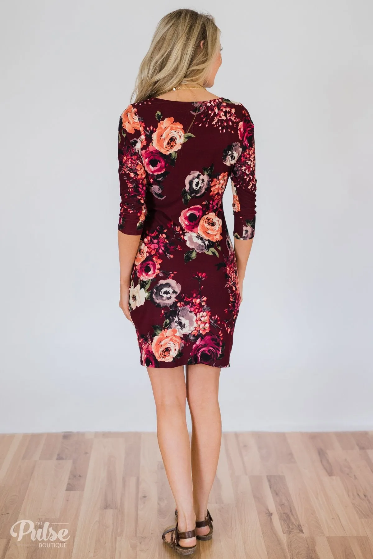 Picture Perfect Moment Dress- Burgundy