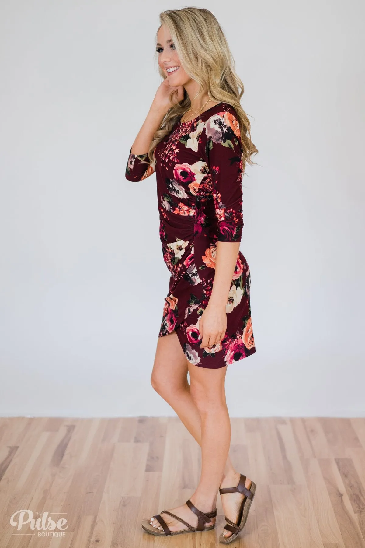 Picture Perfect Moment Dress- Burgundy