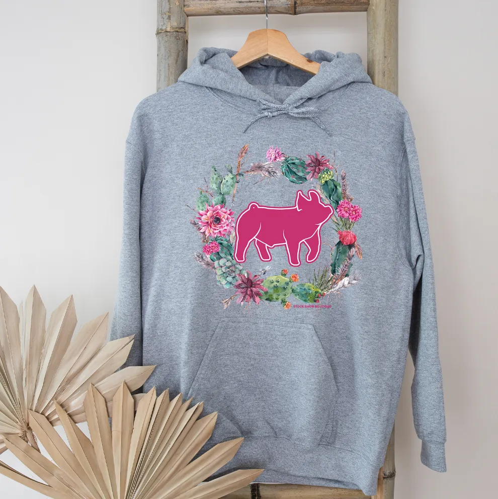 Pig Cactus Wreath Hoodie (S-3XL) Unisex - Multiple Colors!