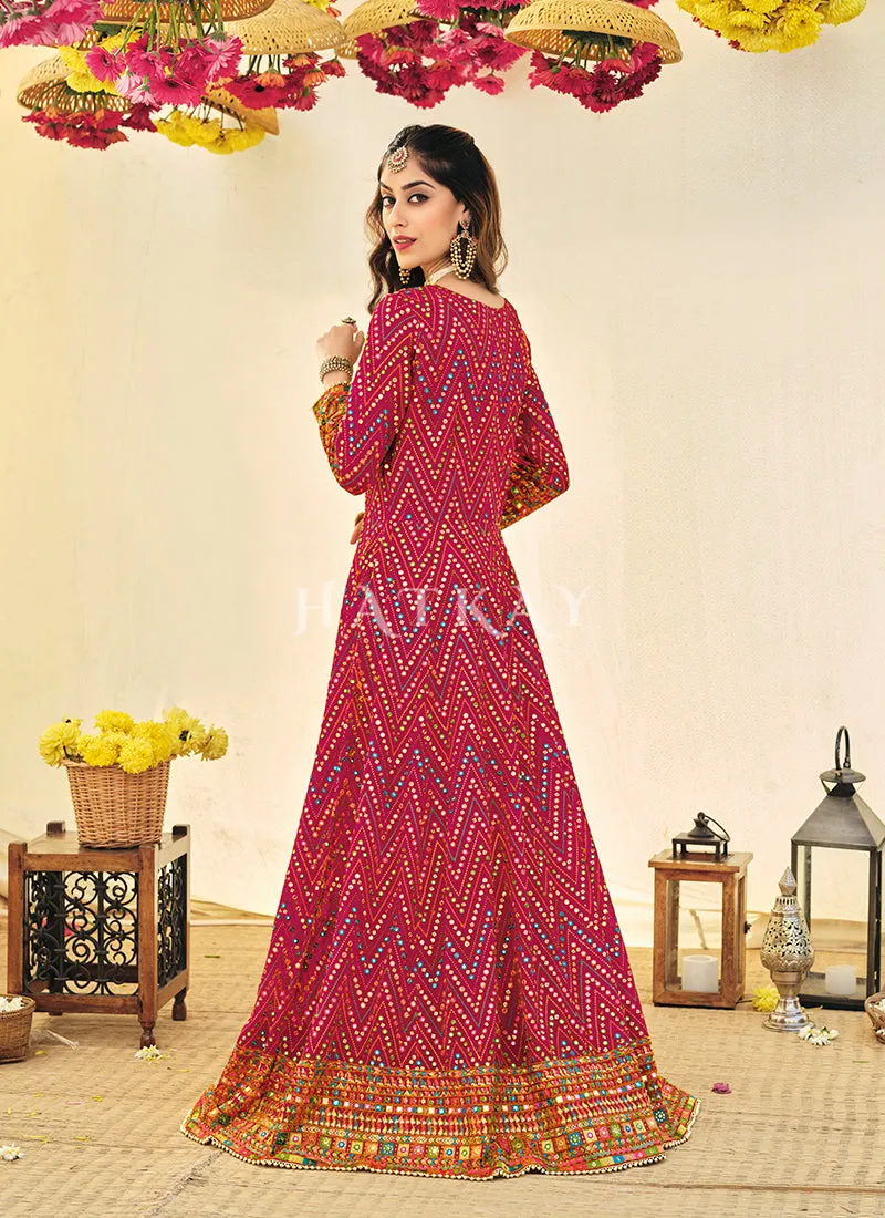 Pink Embroidered Georgette Indian Anarkali