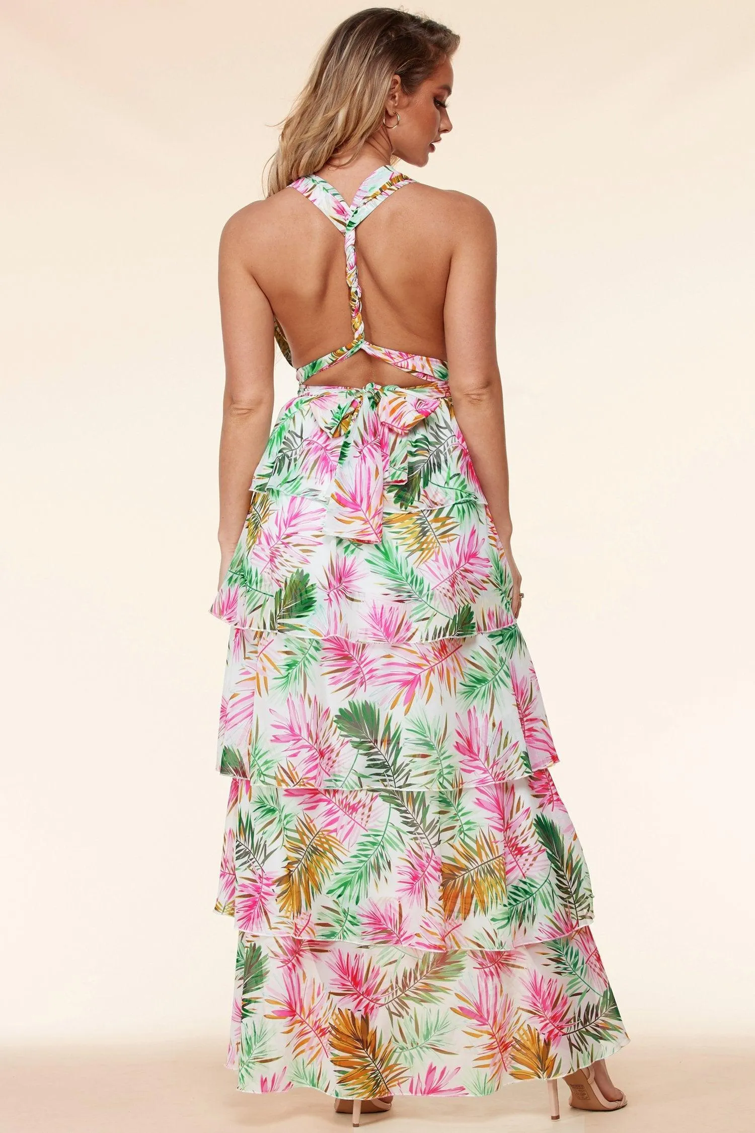 PINK LEAF MAXI DRESS