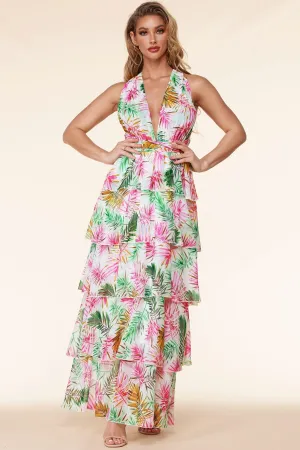 PINK LEAF MAXI DRESS