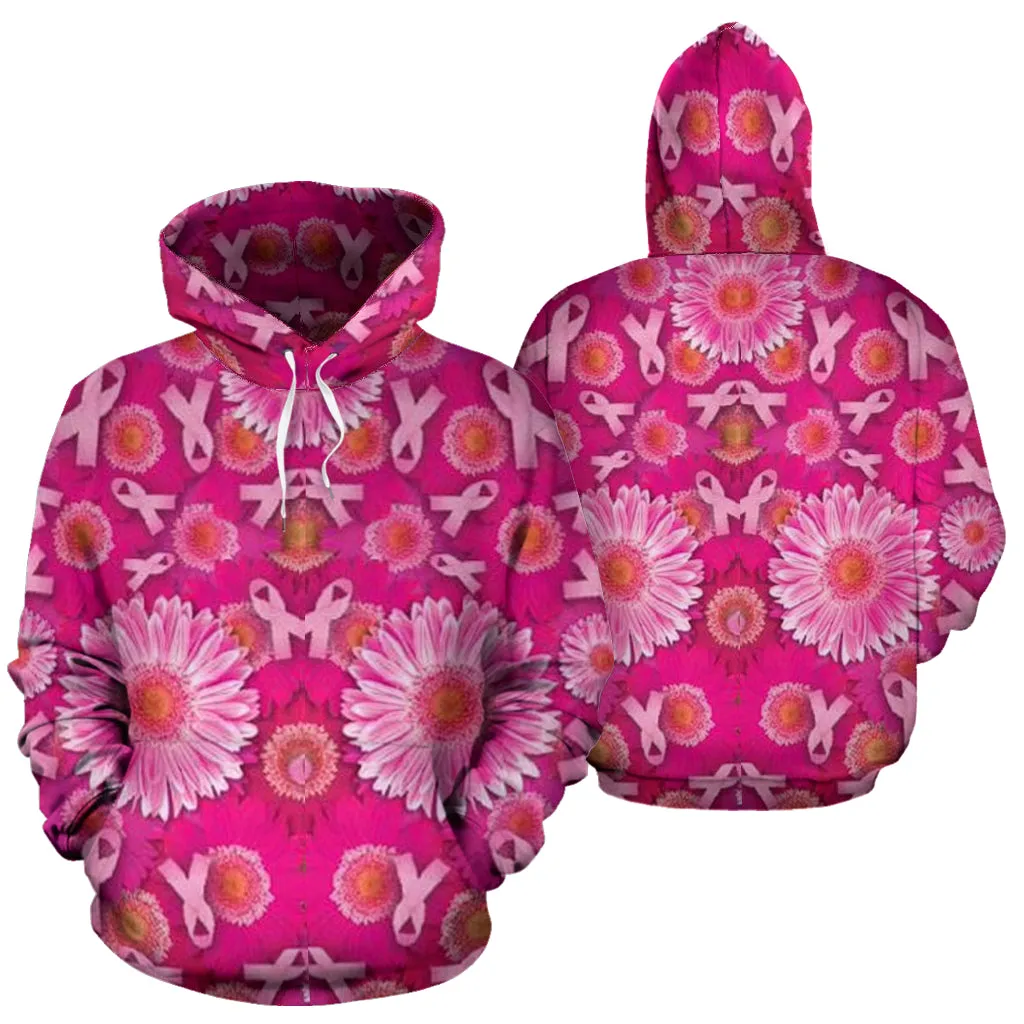 Pink Ribbons and Flowers Hoodie