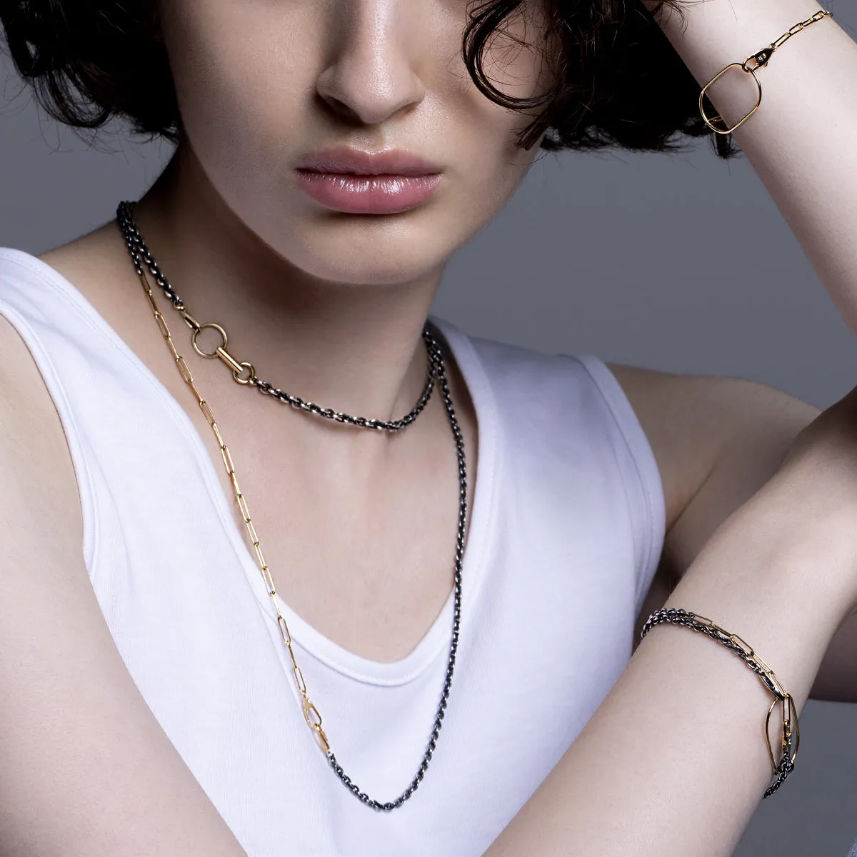 PIPISTRELLO Double Ring Chain Necklace