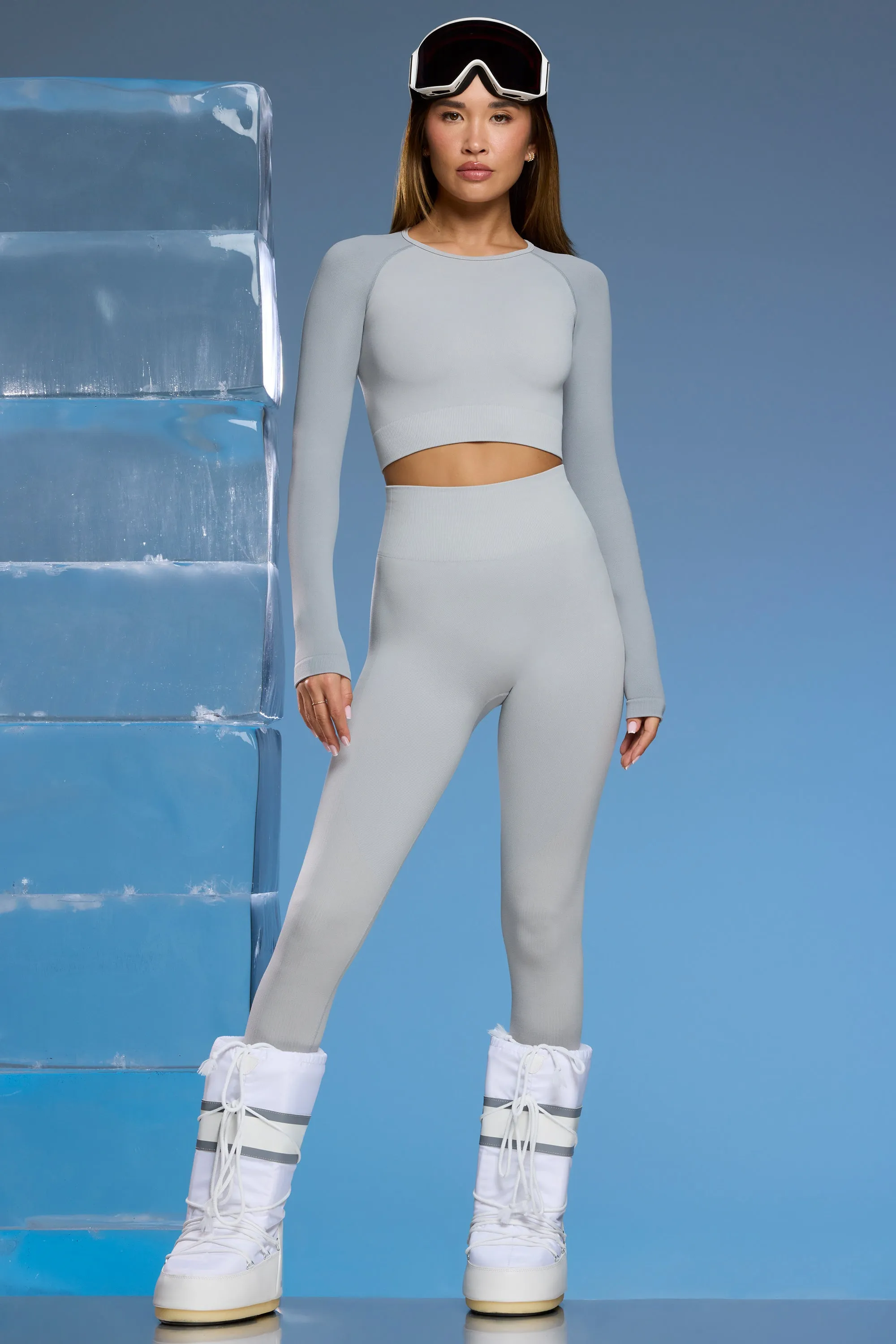 Piste - Petite Super Sculpt Base Layer Leggings in Light Grey
