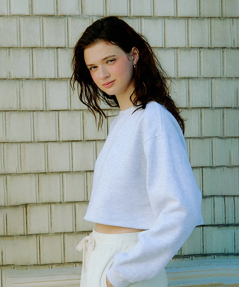 PIV'VEE ee Logo Cropped Sweatshirt - Snow Gray