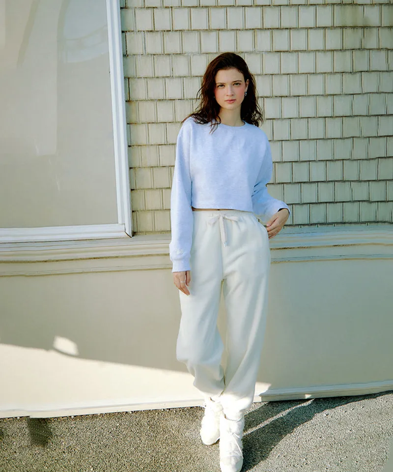 PIV'VEE ee Logo Cropped Sweatshirt - Snow Gray
