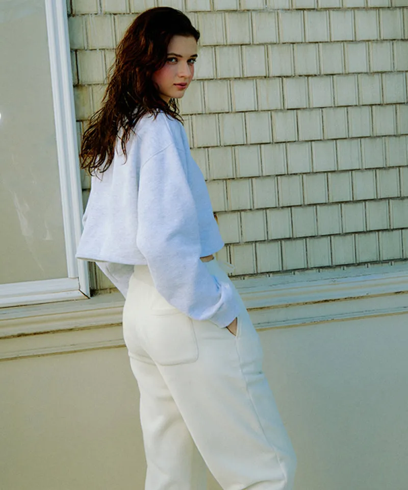PIV'VEE ee Logo Cropped Sweatshirt - Snow Gray