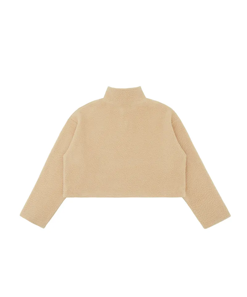 PIV'VEE Triplets Boucle Half Zip Sweatshirt - Milk Tea Beige