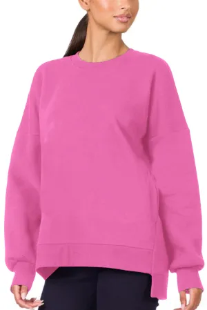 Plain Drop Shoulder High Low Sweatshirt