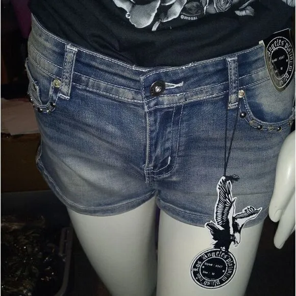Platinum Plush Free Rider Motorcycle Rhinestone Shorts