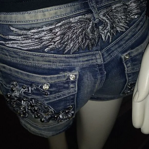 Platinum Plush Free Rider Motorcycle Rhinestone Shorts