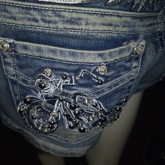 Platinum Plush Free Rider Motorcycle Rhinestone Shorts